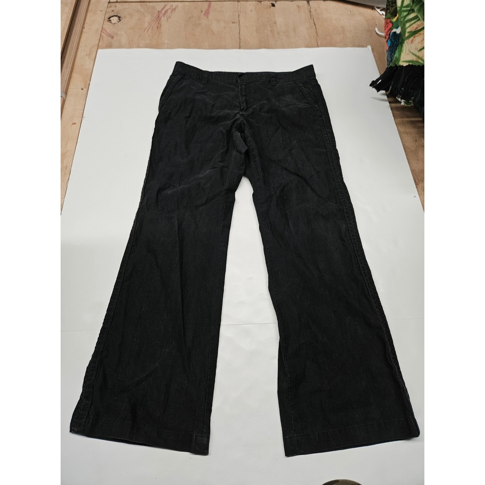 Banana Republic Black Corduroy Wide Leg Pants Womens Size 12 Trouser Pocket